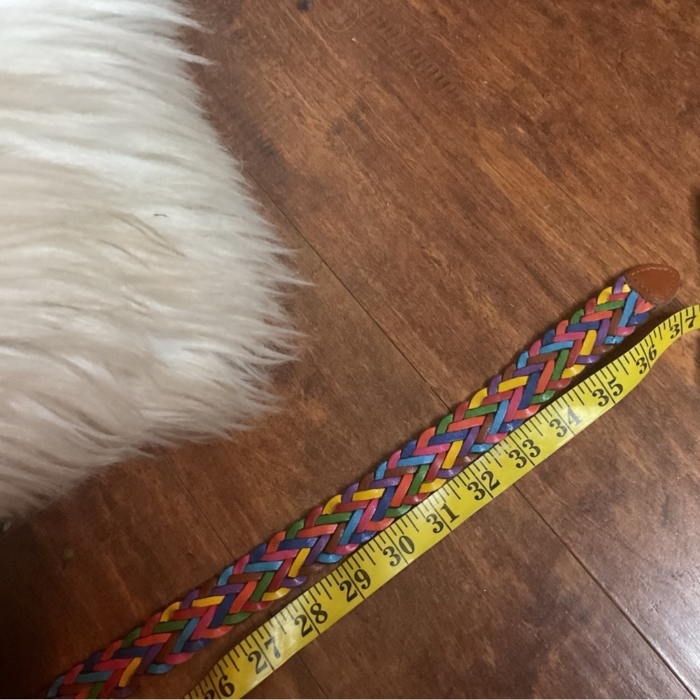 Vintage bright color braided leather Capezio belt L-XL - Picture 4 of 7